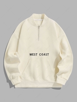 ZAFUL Sweat-shirt Essentiel Lettre Brodée à Doublure en Laine avec Zip Xl Café lumière