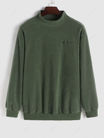 ZAFUL Sweat-shirt Fourré Brodée à Col Montant en Polaire S Vert profond
