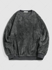 ZAFUL Sweat-shirt Fourré Côtelé en Fausse Fourrure à Ourlet S Gris foncé