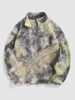 ZAFUL Sweat-shirt Fourré en Tissu Duveteux Noué en Imitation Peau de Mouton à Col Debout M Vert clair