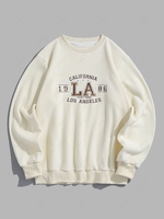 ZAFUL Sweat-shirt Fourré Lettre Brodée en Polaire L Blanc