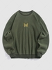 ZAFUL Sweat-shirt Fourré Papillon Brodé en Polaire Xxl Vert profond