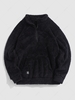 ZAFUL Sweat-shirt Fourré Patch Design à 1 / 4 Zip en Laine M Noir