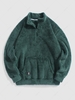 ZAFUL Sweat-shirt Fourré Patch Design à 1 / 4 Zip en Laine Xl Vert