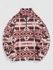 ZAFUL Sweat-shirt Fourré Zippé à Imprimé Ethnique Aztèque L Orange clair