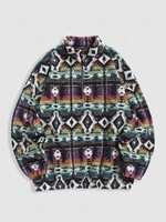 ZAFUL Sweat-shirt Fourré Zippé à Imprimé Ethnique Aztèque M