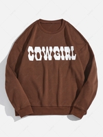 ZAFUL Sweat-shirt Graphique à Goutte Epaule à Doublure en Laine M Café profond