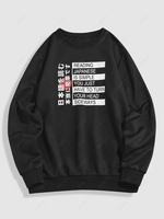 ZAFUL Sweat-shirt Graphique Slogan Japonais Streetwear S Noir