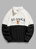 ZAFUL Sweat-shirt Lettre ALASKA Bicolore Zip Design en Laine M Noir