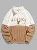 ZAFUL Sweat-shirt Lettre ALASKA Bicolore Zip Design en Polaire M Café