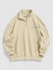 ZAFUL Sweat-shirt Lettre Brodée à Demi-Zip à Doublure en Laine Xxl Café lumière