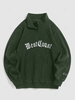 ZAFUL Sweat-shirt Lettre Brodée à Demi-Zip en Polaire Xl Vert profond