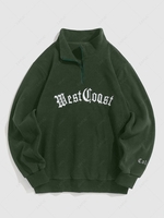 ZAFUL Sweat-shirt Lettre Brodée à Demi-Zip en Polaire Xl Vert profond