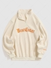 ZAFUL Sweat-shirt Lettre Brodée à Demi-Zip en Polaire Xxl Café lumière