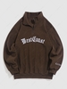 ZAFUL Sweat-shirt Lettre Brodée à Demi-Zip en Polaire Xxl Café profond