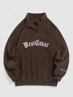 ZAFUL Sweat-shirt Lettre Brodée à Demi-Zip en Polaire Xxl Café profond