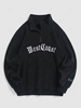 ZAFUL Sweat-shirt Lettre Brodée à Demi-Zip en Polaire Xxl Noir