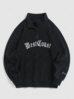 ZAFUL Sweat-shirt Lettre Brodée à Demi-Zip en Polaire Xxl Noir