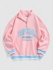 ZAFUL Sweat-shirt Lettre Brodée à Quart Zip en Laine Doublé Polaire Xl Rose clair