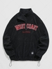 ZAFUL Sweat-shirt Lettre Brodée WEST COAST avec Zip Design en Polaire Xl Noir