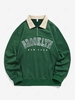 ZAFUL Sweat-shirt Lettre BROOKLYN NEW YORK Imperméable à Demi-Zip en Velours Côtelé Xxl Vert profond