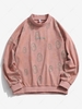 ZAFUL Sweat-shirt Lettre Cercle Brodée Imprimé en Daim L Rose clair