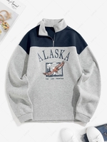 ZAFUL Sweat-shirt Lettre Graphique à Doublure en Laine avec Zip d