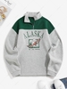 ZAFUL Sweat-shirt Lettre Graphique à Doublure en Laine avec Zip d