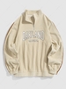 ZAFUL Sweat-shirt Lettre Graphique Brodée Amusant avec Fente en Toison et Zip Fly Xxl Café lumière