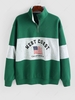 ZAFUL Sweat-shirt Lettre Graphique Drapeau Américain Zippé en Laine Xl Vert profond
