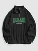 ZAFUL Sweat-shirt Lettre Graphique OAKLAND Brodée Zippé en Laine L Noir