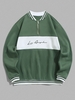 ZAFUL Sweat-shirt Lettre Los Angeles Brodée Zippé en Blocs de Couleurs Doublure en Laine S Vert