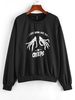 ZAFUL Sweat-shirt Lettre Point de Boutonnière Séduisante Cloutée M Noir