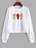 ZAFUL Sweat-shirt Poing Imprimé à Goutte Epaule S Blanc