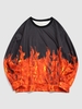 ZAFUL Sweat-shirt Pull-over à Imprimé 3D Flamme Streetwear Xl Noir