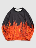 ZAFUL Sweat-shirt Pull-over à Imprimé 3D Flamme Streetwear Xl Noir