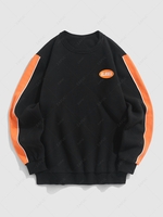 ZAFUL Sweat-shirt Pull-over en Couleur Jointive à Doublure en Laine L Noir
