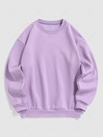 ZAFUL Sweat-shirt Pull-over en Couleur Unie à Doublure en Laine S Violet clair