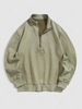 ZAFUL Sweat-Shirt Pull-over en Daim avec Fermeture Éclair et Broderie Los Angeles L Vert clair
