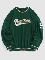 ZAFUL Sweat-shirt Pull-over Essentiel Chiffre et Lettres Brodées Xl Vert profond