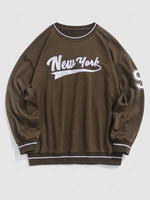 ZAFUL Sweat-shirt Pull-over Essentiel Chiffre et Lettres Brodées Xxl Café profond