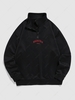 ZAFUL Sweat-shirt Pull-over Lettre NIAGARA FALLS Brodée Zippé S Noir