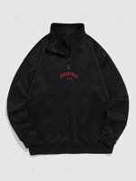 ZAFUL Sweat-shirt Pull-over Lettre NIAGARA FALLS Brodée Zippé S Noir
