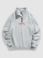 ZAFUL Sweat-shirt Pull-over Lettre NIAGARA FALLS Brodée Zippé Xl Gris clair