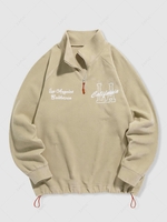 ZAFUL Sweat-shirt Pull-over Teddy Fourré Fumée Brodée en Polaire Design L Café lumière