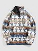 ZAFUL Sweat-shirt Quart de Zip à Imprimé Ethnique Aztèque Tribal Xxl Blanc
