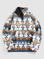 ZAFUL Sweat-shirt Quart de Zip à Imprimé Ethnique Aztèque Tribal Xxl Blanc
