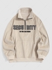 ZAFUL Sweat-shirt Quart de Zip à Lettre Brodée à Carreaux en Velours Côtelé du Streetwear L Jaune clair