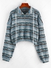 ZAFUL Sweat-shirt Rayé à Doublure Zippée à Quart-Zip L Bleu clair