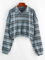 ZAFUL Sweat-shirt Rayé à Doublure Zippée à Quart-Zip M Bleu clair